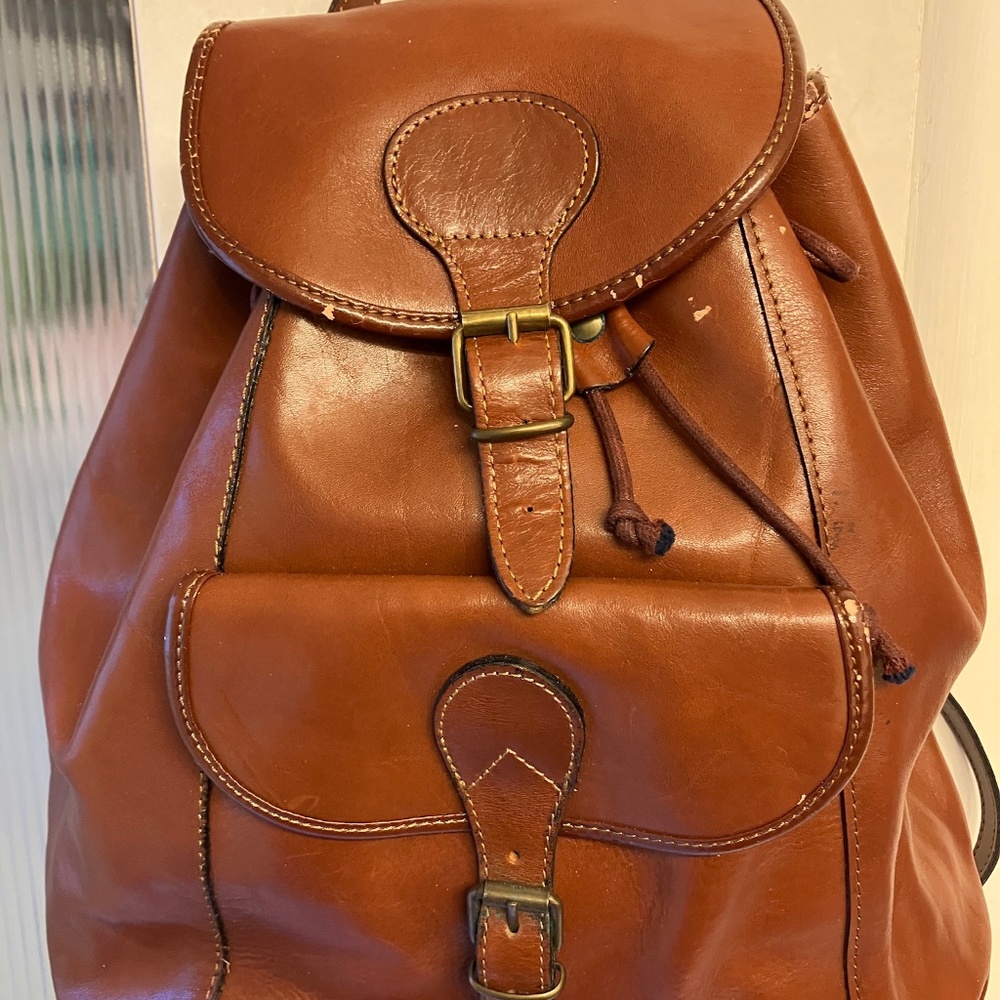 Genuine Leather Made in Italy Brown Backpack
